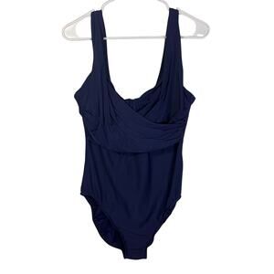 Miraclesuit Navy One Piece Swimsuit Size 16 Tummy Control Ruched